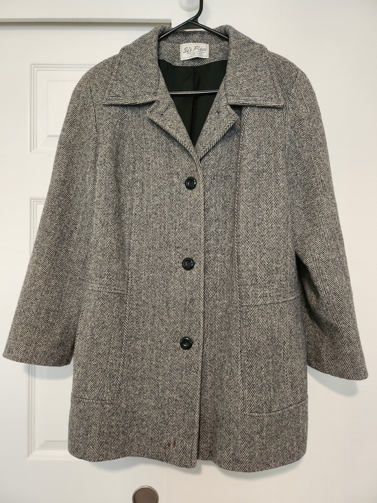 Herman Kay Jackets & Blazers - Vintage Sy's Place Div of Herman Kay Gray Herringbone Wool Car Coat